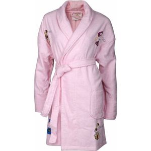 Aegean Apparel damesbadjas Girl Talk – aanbieding – licht roze badjas met telefoon applicaten – zomerbadjas van 100% badstof katoen – camping badjas – onesize 36 t/m 42