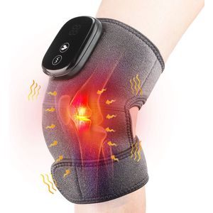 Draadloze kniemassager met warmte en vibratie, FSA- of HSA-geschikt verwarmingskussen voor knie, elleboog, schouder, verwarmde kniebrace (verpakking van 1 grijs)