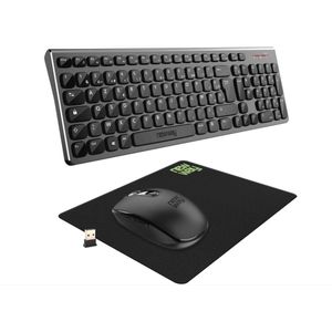 WNHB® Draadloos Toetsenbord Met Muismat En Wifi Muis - AZERTY 105 Toetsen Met 13 Multimedia Sneltoetsen En USB Ontvanger