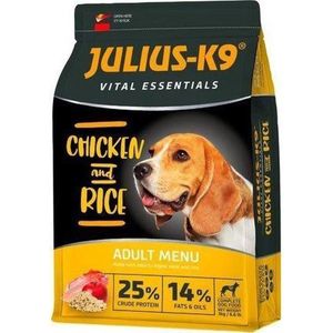 Julius-K9 - Chicken & Rice - Hondenvoer voor volwassen honden - hondenbrokken op kip & rijst basis - geschikt voor alle rassen - 12kg