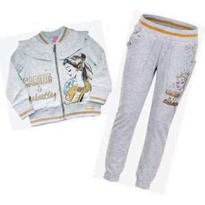 Disney Princess joggingpak / trainingspak - Belle - grijs/geel/goud - maat 92/98 (3 jaar)