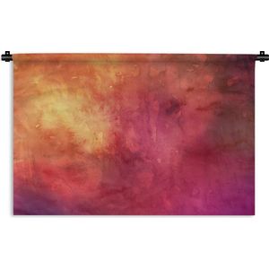 Wandkleed Waterverf Abstract - Abstract kunstwerk gemaakt met waterverf met oranje en donkerrode kleuren Wandkleed katoen 150x100 cm - Wandtapijt met foto