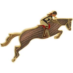 Behave® Broche bruin paard met ruiter emaille sierspeld - sjaalspeld