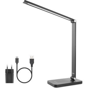 Led bureaulamp dimbaar - 5 kleuren - 3 helderheidsniveaus - oogvriendelijk - USB-aansluiting - lezers kinderen kantoor - zwart