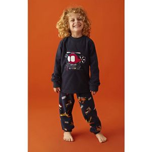 Aydogan Kinder Pyjama - Polar Fleece Set - Helikopter Thema - Zwart - Maat 5