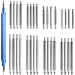 32 stuks roestvrijstalen horlogebandspelden en 1 stuk riem link pin remover - 12-26 mm vervangende kit voor horlogeband pinnen - aanpassing gereedschap voor link verwijdering