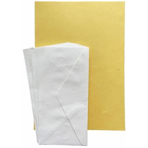 Set van 10 vel A4 geel mulberrypapier met 10 enveloppen