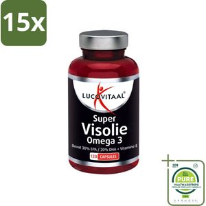 15 x Lucovitaal - Visolie - Super Omega 3 - 120 Capsules - Grootverpakking - Visolie - Omega 3 - Omega 6 - Vitamine E - Hartgezondheid