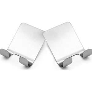 Intirilife scheermeshouder Zelfklevend roestvrij staal in zilver - 4,5 x 6,3 x 2,5 cm - Haakhouder voor natte scheermesjes handdoeken badsponzen zonder boren