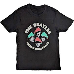 The Beatles - Xmas Hats Heren T-shirt - M - Zwart