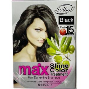 Solbol haarverf(shampoo) Kleur Zwart, Golden, Chestnut, Brown red en Coffee 30mlx10 - Nieuwe generatie haarshampoo