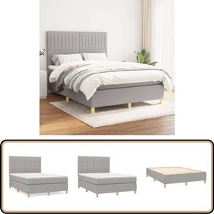 vidaXL Boxspring - Lichtgrijs - 140x200 cm - Inclusief Matras Boxspringbed - Pocketvering - Adjustable Headboard - Grijs - Tweepersoonsbed