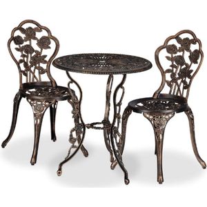Vintage Bistro Tuinset - 3-Delige Balkonset Met 2 Stoelen - Aluminium Brons