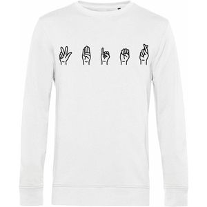 7431 - Sweater - Gebarentaal; 3 Bier-White-L
