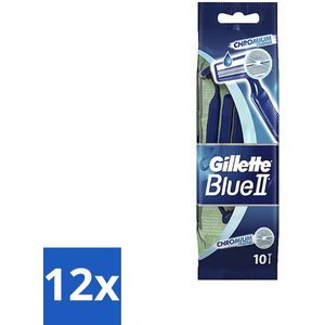 12 x Gillette - Blue 2 - Wegwerpscheermesjes - Chromium Coating - 10 Scheermesjes - Wegwerpscheermesjes - Scheermesjes - Gillette Blue 2 - Scheermesjes Voor Mannen - Comfortabele Scheerbeurt