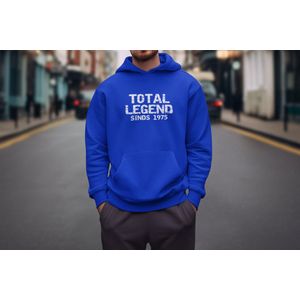 1975 Jaar Blauw Hoodie heren - Maat M - Total Legend - Verjaardag Cadeau Mannen - Limited Edition