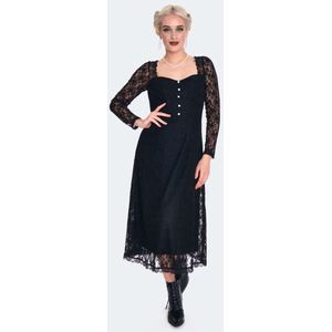 Voodoo Vixen Vintage Style Lace Midi Dames Medium-lengte jurk - zwart - XS