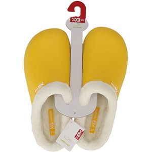 XQ tuinklompen dames - geel uni - met bont - maat 39