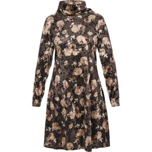 Usha - Jurk - Beige - Bloemenprint - Knielengte - Lange Mouw