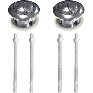 2 Stuks Wc Spoelknoppen - Wc Spoelonderdelen - Wc-spoelvervangingsknop - Reparatie Badkamertanks - Dubbele Spoel-Toilet - Zilver .