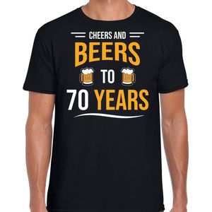 Cheers and beers 70 jaar verjaardag cadeau t-shirt zwart voor heren - 70 jaar bier liefhebber verjaardag shirt / outfit XXL