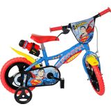 Dino Superman - Kinderfiets 12 Inch - Blauw/Rood - Jongensfiets - Met Zijwieltjes - Geschikt voor 2 tot 4 Jaar - 90-105 cm