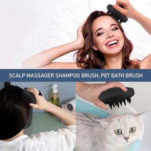 Silicone Scalp Massager - Exfoliëren en Stimuleren van Haargroei - Vermindert Roos - Premium Hoofdmassageborstel (Zwart)