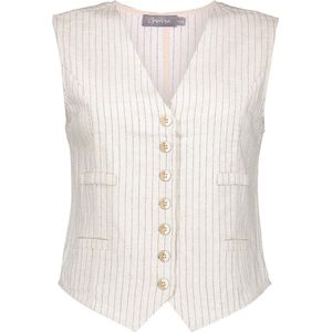 Geisha Vest Pinstripe Gilet 45303 10 000718 - Ecru/black Dames Maat - L