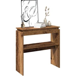 vidaXL - Wandtafel - 80x30x102 - cm - bewerkt - hout - oud - houtkleurig