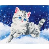 DIAMOND DOTZ Kitten In The Snow - Diamond Painting - 4.345 Dotz - 36x28 cm