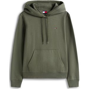 Tommy Jeans Trui Tjw Reg S Flag Hoodie Dw0dw19958 Mrh Pewter Green Dames Maat - XXS