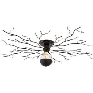 QAZQA ramuri - Landelijke Plafondlamp - 1 lichts - Ø 80 cm - Zwart - Woonkamer | Slaapkamer | Keuken