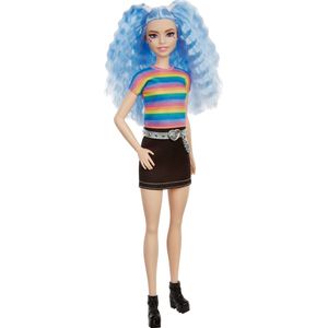 Barbie Fashionista Pop Regenboogtopje & Zwart Rokje - Modepop