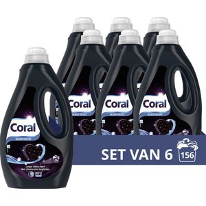 Coral Vloeibaar Wasmiddel - Black Velvet - uitstekende resultaten zelfs in korte en koude wasbeurten - 6 x 26 wasbeurten