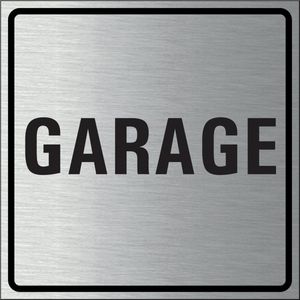 Garage bordje, geborsteld aluminium 200 x 200 mm