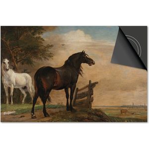 Inductie beschermer 60x52 - afdekplaat inductie mat - Dietrix Kookplaat beschermer - Base - Oude Meesters - Paulus Potter Twee Paarden