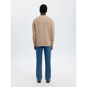 Selected Homme - Slhneil LS Knit Neps Crew Neck - Gebreide Trui - Beige