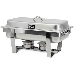 HCB® - Professionele Chafing dish - Incl. 1/1 GN - RVS / INOX Buffetwarmer - Incl. Gastronormbak - Bain marie - Horeca Warmhoudschaal - 37x57x30 cm (DxBxH) - 3 kg - 7298