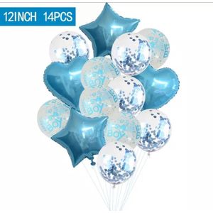 Blauwe Helium Ballonnen*Babyschower Jongen Ballonnen*Geboorte Jongen *Ballon Jongen Decoratie *Verjaardag Jongentje *Blauw Ballonnen 14 Stuks