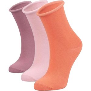 Lavendel 3 Paar Damessokken, BIOLOGISCH Katoen, Zacht, Ademend, Roze - 35/40