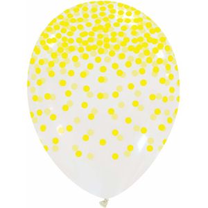 9 x gele confetti bedrukte latex ballonnen / 30 cm / KORTING HOEVELHEID [promoballons]