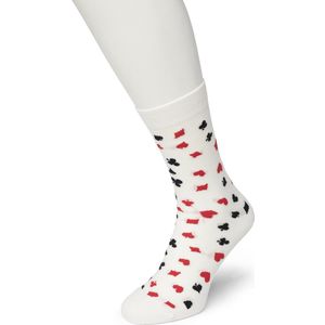 Bonnie Doon Dames Sokken met Casino Print maat 36/42 Wit - Thema Sokken - Kaartspel - Cadeau Sokken -Word je Happy en vrolijk van - Zacht Katoen met Gladde Teennaad - Comfortabel - Perfect Cadeau - Bright White - BT991106.160