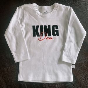 KLEINE FRUM - Koningsdag - shirt - gepersonaliseerd - King - maat 62, 68, 74, 80, 86 - lange mouw - wit