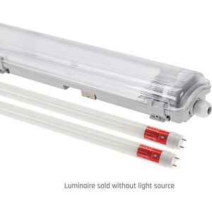 Spectrum - LED TL buis armatuur - 60cm - Waterdicht IP65 - voor dubbele LED TL buis - Doorkoppelbaar