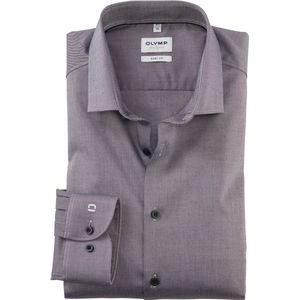 OLYMP - Heren Overhemd - Antraciet Grijs - Twill - Lange Mouwen