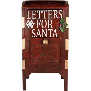 Clayre & Eef Kerstdecoratie Beeld Brievenbus 27x21x53 cm Rood Metaal