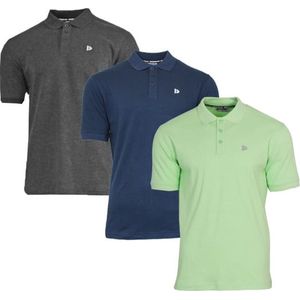3-Pack Donnay Polo (549009) - Sportpolo - Heren - Charcoal-marl/Navy/Lemon green (571) - maat S