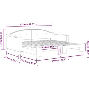 vidaXL Slaapbank met onderschuifbed taupe 100x200 cm Slaapbank - Tweepersoonsbed - Sofa Bed - Lounge Bank - Multifunctioneel Meubilair