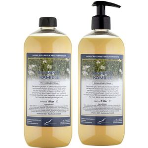 Shampoo Kamille - 1 liter (transparant) - 2 Stuks - met pomp - Voordeelverpakking - Haarverzorging
