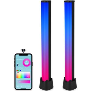 Gologi Slimme Sfeerverlichting – Set van 2 – Tafellamp – Monitor Verlichting – Bureaulamp – Game Lamp – LED Bar – Ambilight TV – Aluminium – 30 cm – Zwart